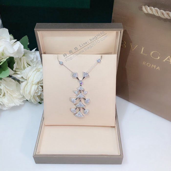 Bvlgari飾品 寶格麗流蘇項鏈 Bvlgari18k金鑲寶石扇形裙子鑽項鏈 寶格麗diva系列裙子項鏈  zgbq3034